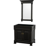 Wyndham Collection - Andover 36 Inch Single Bathroom Vanity in Black, No Countertop, No Sink, and 28 Inch Mirror - Black