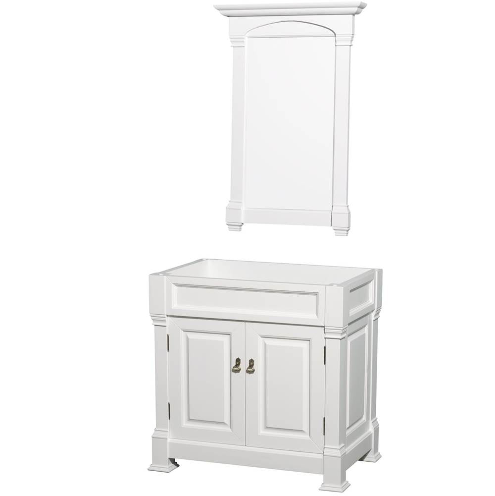 Wyndham Collection - Andover 36 Inch Single Bathroom Vanity in White, No Countertop, No Sink, and 28 Inch Mirror - White