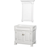 Wyndham Collection - Andover 36 Inch Single Bathroom Vanity in White, No Countertop, No Sink, and 28 Inch Mirror - White
