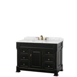 Wyndham Collection - Andover 48 Inch Single Bathroom Vanity in Black, White Carrara Marble Countertop, Undermount Oval Sink, and No Mirror - Black