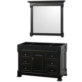 Wyndham Collection - Andover 48 Inch Single Bathroom Vanity in Black, No Countertop, No Sink, and 44 Inch Mirror - Black