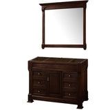 Wyndham Collection - Andover 48 Inch Single Bathroom Vanity in Dark Cherry, No Countertop, No Sink, and 44 Inch Mirror - Dark Cherry