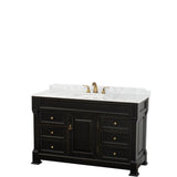 Wyndham Collection - Andover 55 Inch Single Bathroom Vanity in Black, White Carrara Marble Countertop, Undermount Oval Sink, and No Mirror - Black