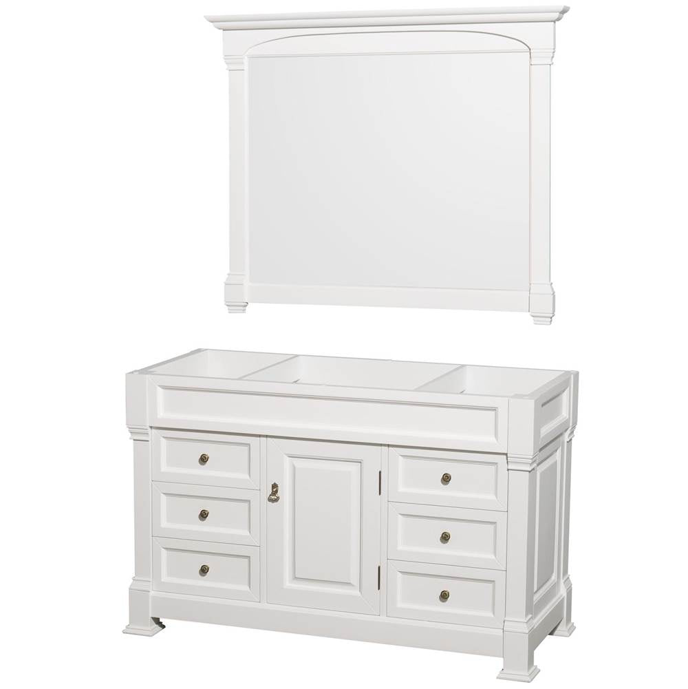 Wyndham Collection - Andover 55 Inch Single Bathroom Vanity in White, No Countertop, No Sink, and 50 Inch Mirror - White