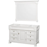 Wyndham Collection - Andover 55 Inch Single Bathroom Vanity in White, No Countertop, No Sink, and 50 Inch Mirror - White