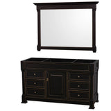 Wyndham Collection - Andover 60 Inch Single Bathroom Vanity in Black, No Countertop, No Sink, and 56 Inch Mirror - Black