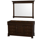 Wyndham Collection - Andover 60 Inch Single Bathroom Vanity in Dark Cherry, No Countertop, No Sink, and 56 Inch Mirror - Dark Cherry