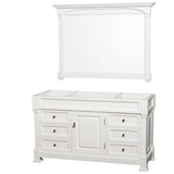 Wyndham Collection - Andover 60 Inch Single Bathroom Vanity in White, No Countertop, No Sink, and 56 Inch Mirror - White