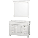 Andover 48 Inch Single Bathroom Vanity in Black, White Carrara Marble Countertop, Undermount Oval Sink, and 44 Inch Mirror