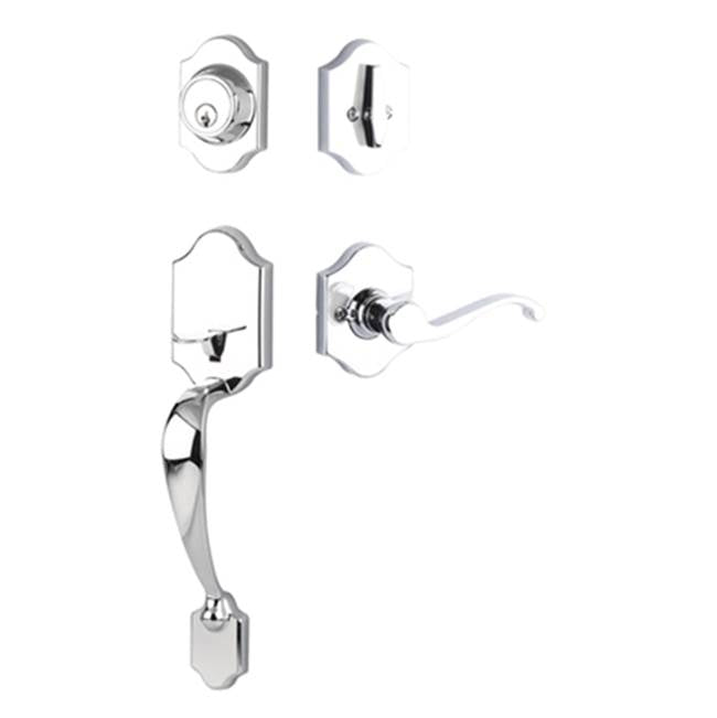 Yale Expressions - Yale Everly Single Cylinder Entry Set, Farmington Lever Left Handed, Weiser Keyway, Polished Chrome - Polished Chrome