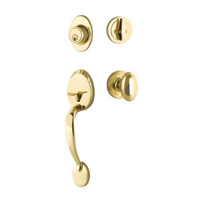 Yale Expressions - Yale Maguire Single Cylinder Entry Set, Auburn Knob, Weiser Keyway, Polished Brass - Polished Brass