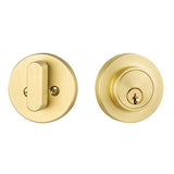 Yale Expressions - Yale Owen Single Cylinder Deadbolt, Kwikset Keyway, Satin Brass - Satin Brass