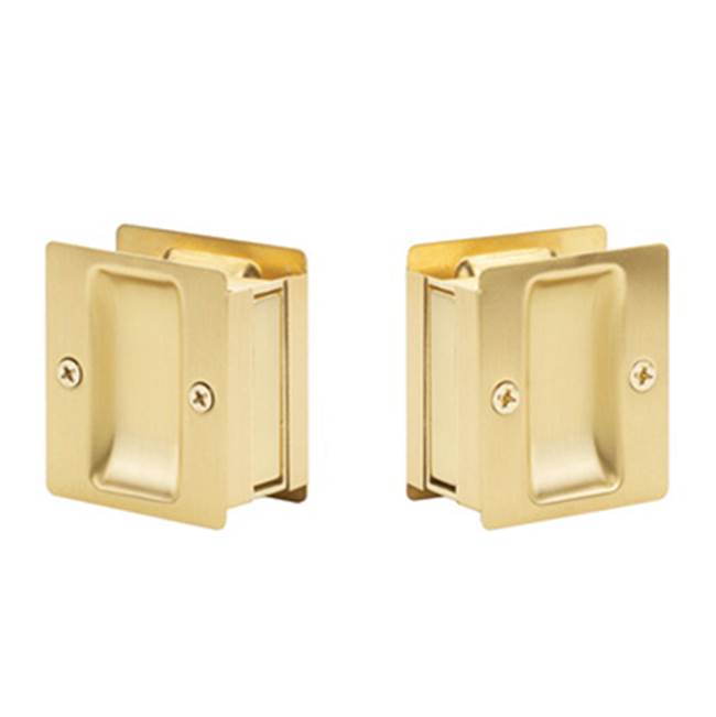 Yale Expressions - Yale Square Passage Pocket Door Pull, Satin Brass - Satin Brass