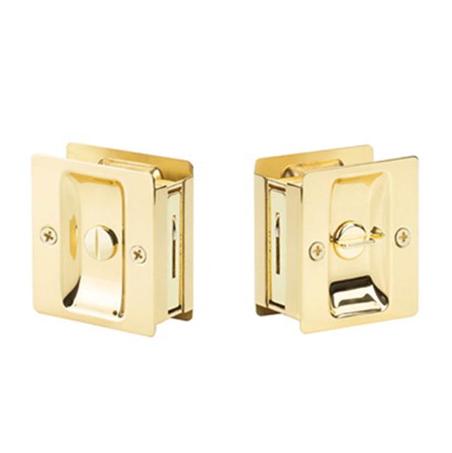 Yale Expressions - Yale Square Privacy Pocket Door Lock, Polished Brass - Polished Brass