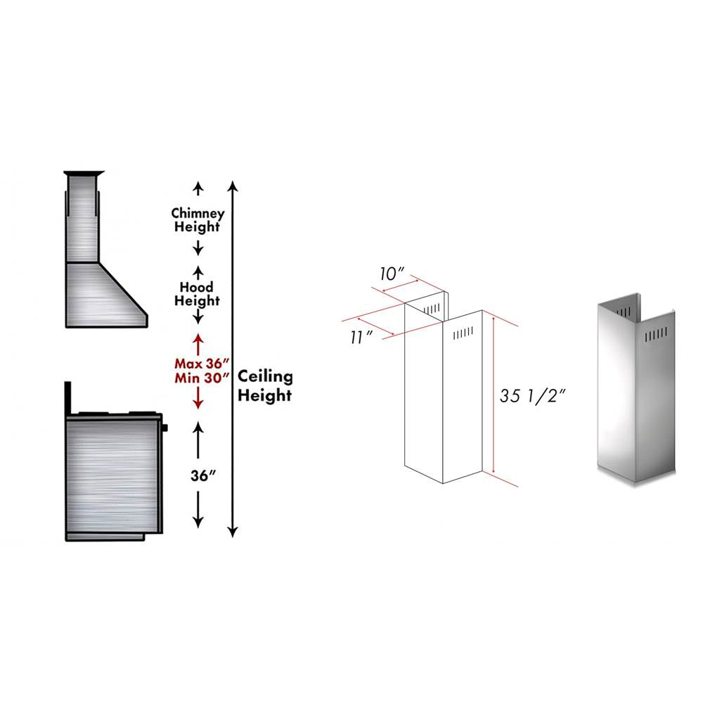 1-36'' Chimney Extension for 9 ft. to 10 ft. Ceilings (1PCEXT-ALP70WL)