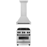 Z-Line - 30'' Autograph Edition Kitchen Package with Stainless Steel Dual Fuel Range and Range Hood with Matte Black Accents - Matte Black