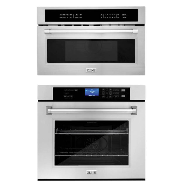 Z-Line - Stainless Steel 30'' Built-in Convection Microwave Oven and 30'' Single Wall Oven with Self Clean - Stainless Steel