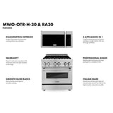 30'' Kitchen Package with Stainless Steel Dual Fuel Range and Over The Range Microwave with Traditional Handle