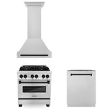 Z-Line - 30'' Autograph Edition Kitchen Package with Stainless Steel Dual Fuel Range, Range Hood and Dishwasher with Matte Black Accents - Matte Black