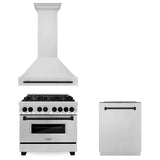 Z-Line - 36'' Autograph Edition Kitchen Package with Stainless Steel Dual Fuel Range, Range Hood and Dishwasher with Matte Black Accents - Matte Black