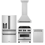 Z-Line - 30'' Autograph Edition Kitchen Package with Stainless Steel Dual Fuel Range, Range Hood, Dishwasher and Refrigeration with Matte Black Accents - Matte Black