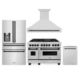 Z-Line - 48'' Autograph Edition Kitchen Package with Stainless Steel Dual Fuel Range, Range Hood, Dishwasher and Refrigeration with Matte Black Accents - Matte Black