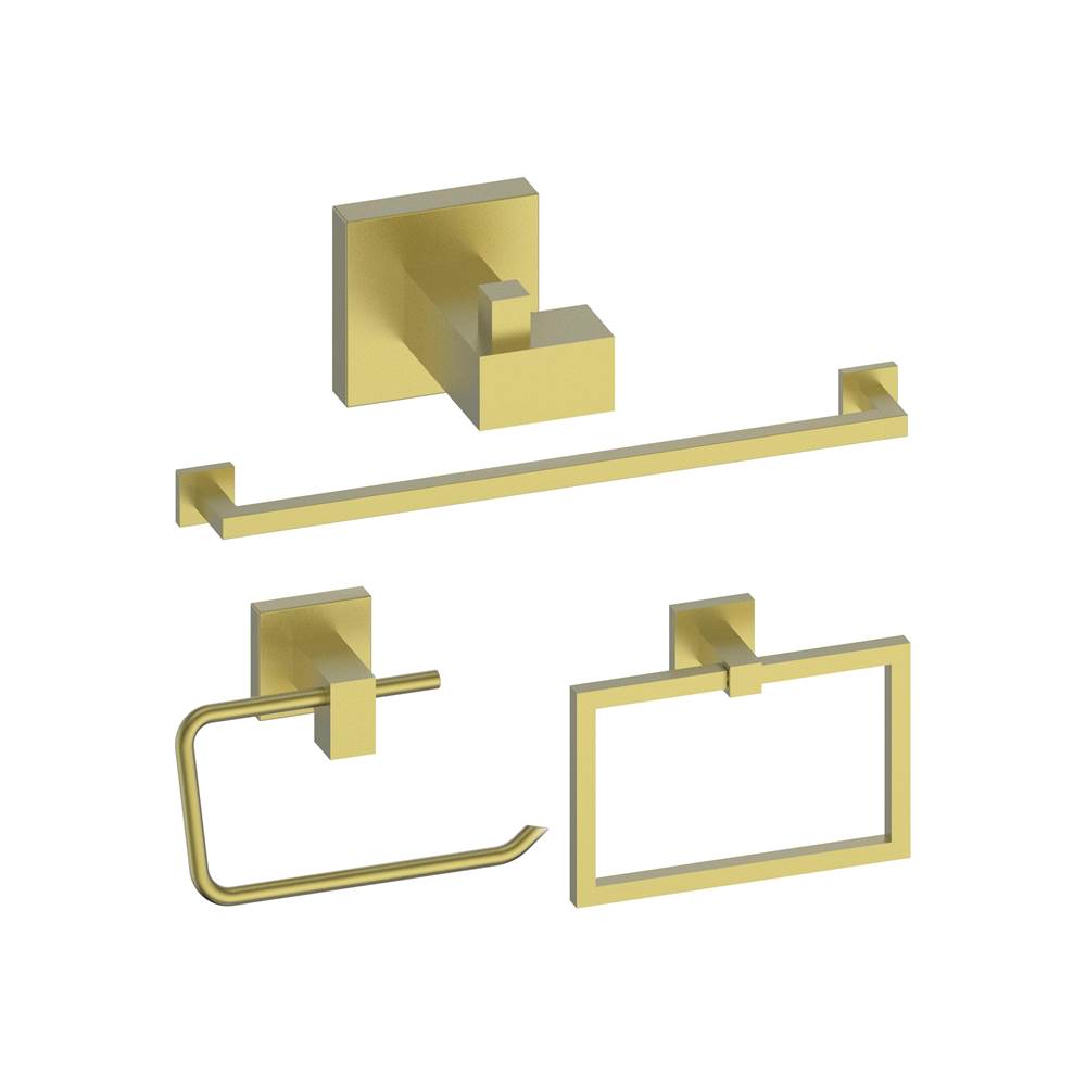 Z-Line - Bliss Bathroom Accessories Package with Towel Rail, Hook, Ring and Toilet Paper Holder in Champagne Bronze - Champagne Bronze