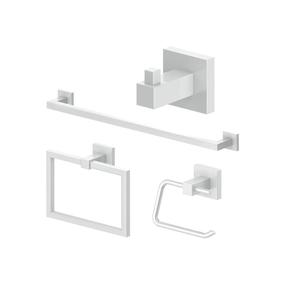 Z-Line - Bliss Bathroom Accessories Package with Towel Rail, Hook, Ring and Toilet Paper Holder in Chrome - Chrome