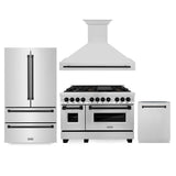 Z-Line - 48'' Autograph Edition Kitchen Package with Stainless Steel Dual Fuel Range, Range Hood, Dishwasher and Refrigeration with Matte Black Accents - Matte Black
