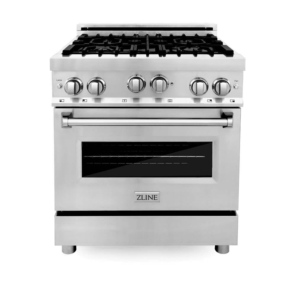 30'' Kitchen Package with Stainless Steel Gas Range, Range Hood, Microwave Drawer and Tall Tub Dishwasher
