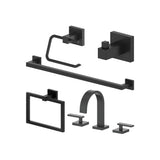 Z-Line - Bliss Bathroom Package with Faucet, Towel Rail, Hook, Ring and Toilet Paper Holder in Matte Black - Matte Black