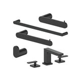 Z-Line - Crystal Bay Bathroom Package with Faucet, Towel Rail, Hook, Ring and Toilet Paper Holder in Matte Black - Matte Black