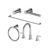 Z-Line - Emerald Bay Bathroom Package with Faucet, Towel Rail, Hook, Ring and Toilet Paper Holder in Chrome - Chrome