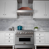 36'' DuraSnow Stainless Steel Range Hood with Hand-Hammered Copper Shell