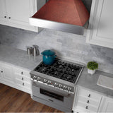 36'' DuraSnow Stainless Steel Range Hood with Hand-Hammered Copper Shell