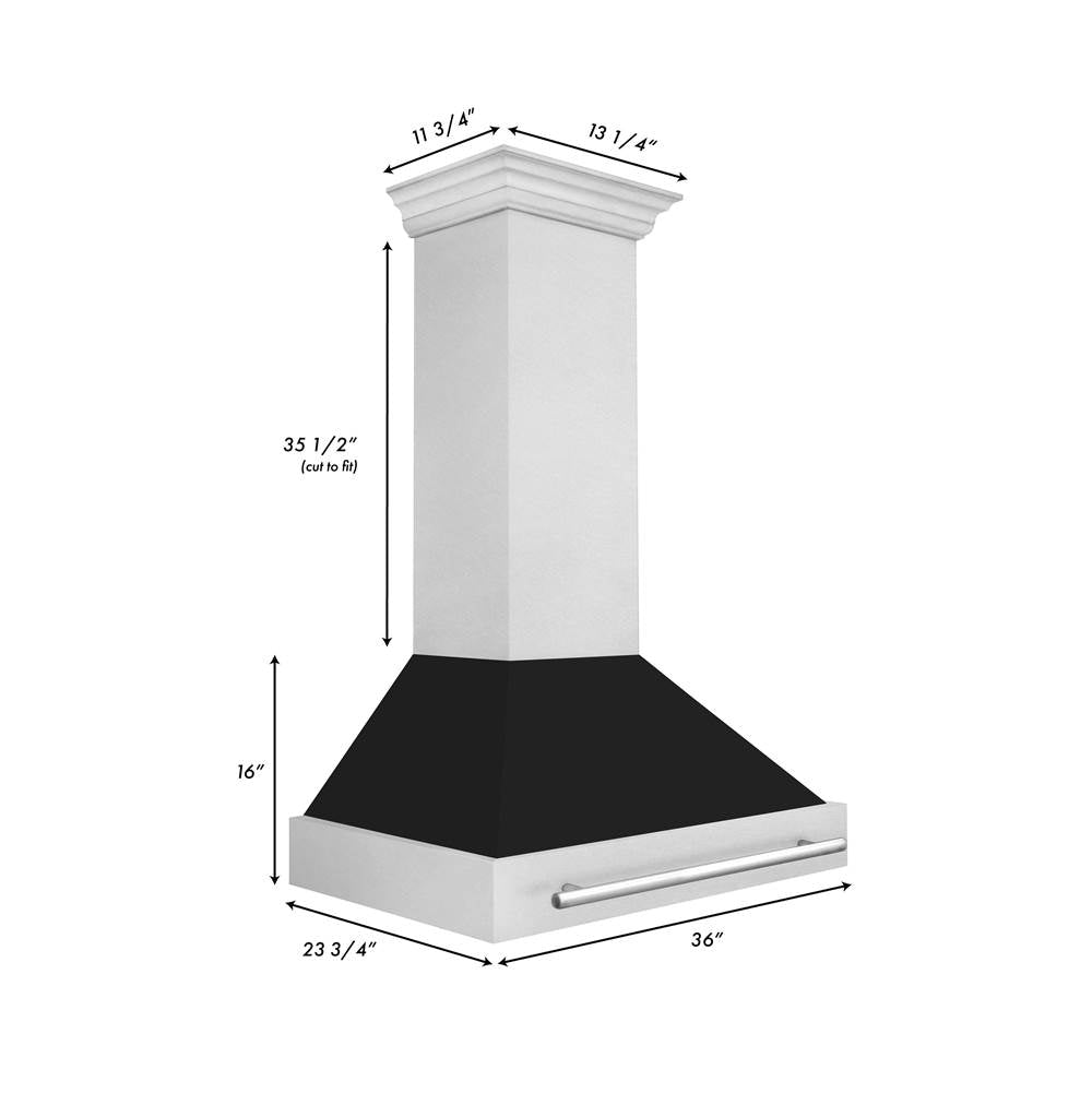 36'' DuraSnow Stainless Steel Range Hood with Black Matte Shell (8654SNX-BG-36)