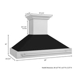 48'' Stainless Steel Range Hood with Black Matte Shell and Stainless Steel Handle