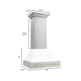 30'' Autograph Edition Stainless Steel Range Hood with White Matte Shell and Champagne Bronze Handle