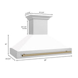 48'' Autograph Edition Stainless Steel Range Hood with White Matte Shell and Champagne Bronze Handle