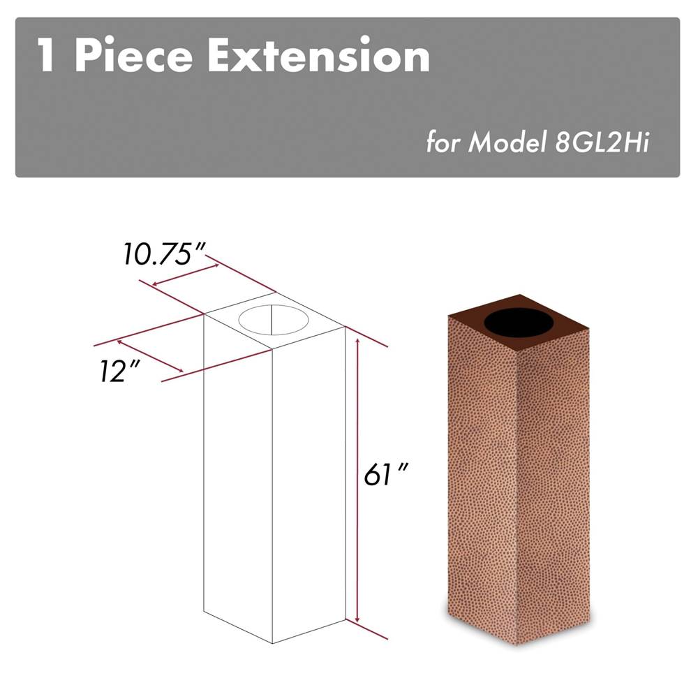 Z-Line - 61'' Snow Finished Stainless Steel Chimney Extension for Ceilings up to 12.5' (8GL2iH-E)