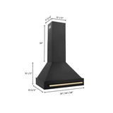 30'' Black Stainless Steel Range Hood with Gold Handle (BS655-30-G)