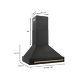 36'' Black Stainless Steel Range Hood with Champagne Bronze Handle (BS655-36-CB)