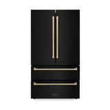 Z-Line - 36'' Autograph Edition 22.5 cu. ft Freestanding French Door Refrigerator with Ice Maker in Fingerprint Resistant Black Stainless Steel with Champagne Bronze Accents (RFMZ-36-BS-CB)