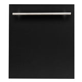 Z-Line - 24'' Top Control Dishwasher in Black Matte with Stainless Steel Tub and Modern Style Handle - Black Matte