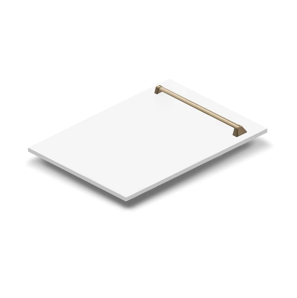 Z-Line - 18'' Autograph Edition Tallac Dishwasher Panel in White Matte with Champagne Bronze Handle (DPVZ-304-18-WM) - Matte White