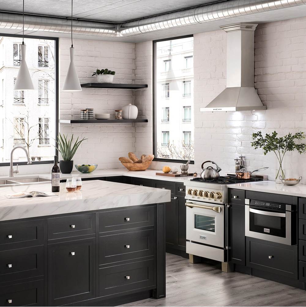 Autograph Edition 24'' 2.8 cu.' Dual Fuel Range with Gas Stove and Electric Oven in Stainless Steel with Champagne Bronze Accents