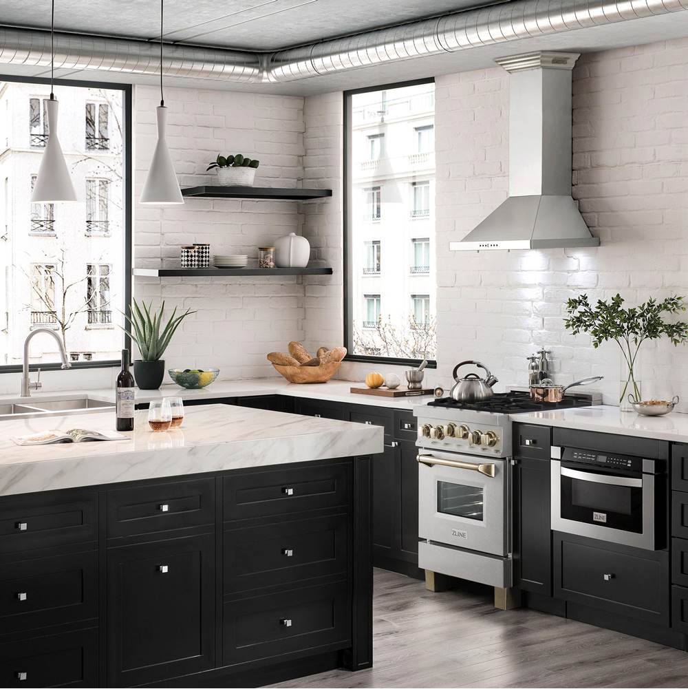 24'' 2.8 cu.' Range with Gas Stove and Gas Oven in DuraSnow Stainless Steel with Champagne Bronze Accents