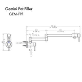 Gemini Pot Filler in Brushed Nickel
