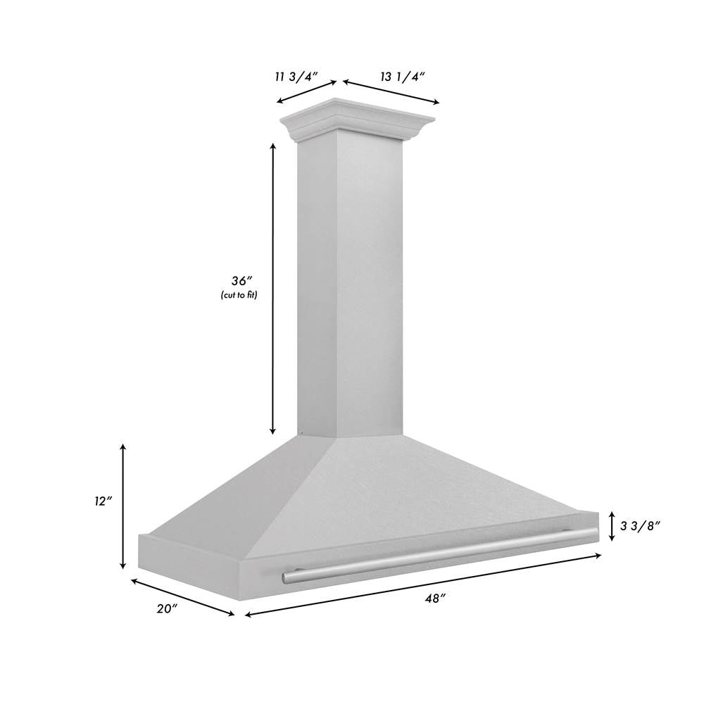 48'' DuraSnow Stainless Steel Range Hood with Stainless Steel Handle