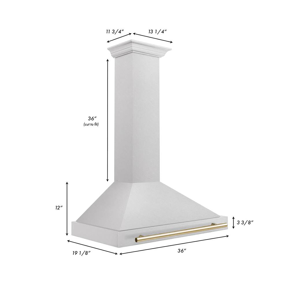 36'' Autograph Edition DuraSnow Stainless Steel Range Hood with DuraSnow Stainless Steel Shell and Champagne Bronze Handle